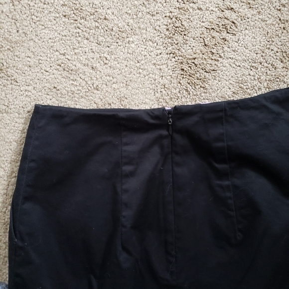Mossimo Black Purple Floral Pencil Skirt Stretch 2 - Picture 3 of 6